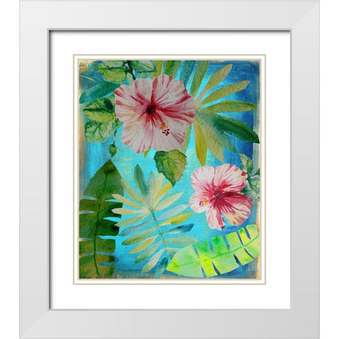 Tropical Hibiscus 3 White Modern Wood Framed Art Print with Double Matting by Boho Hue Studio