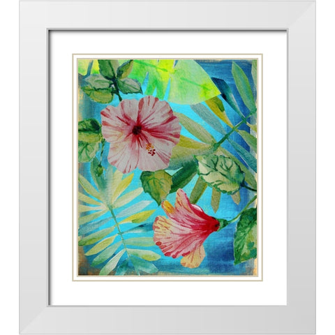 Tropical Hibiscus 2 White Modern Wood Framed Art Print with Double Matting by Boho Hue Studio
