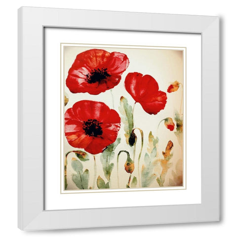 Lipstick Poppies White Modern Wood Framed Art Print with Double Matting by Boho Hue Studio