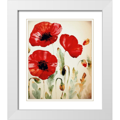 Lipstick Poppies White Modern Wood Framed Art Print with Double Matting by Boho Hue Studio