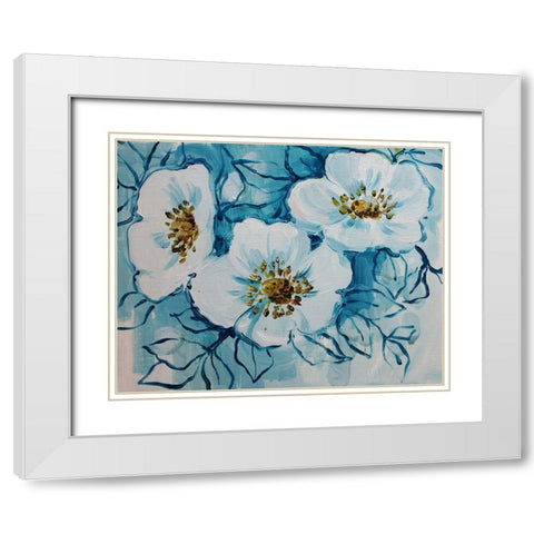 Blossom Bunch 12 White Modern Wood Framed Art Print with Double Matting by Boho Hue Studio