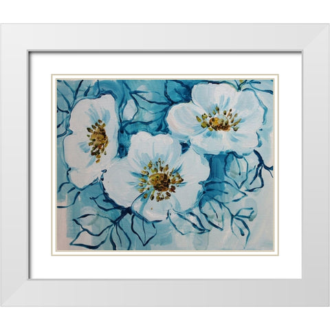 Blossom Bunch 12 White Modern Wood Framed Art Print with Double Matting by Boho Hue Studio
