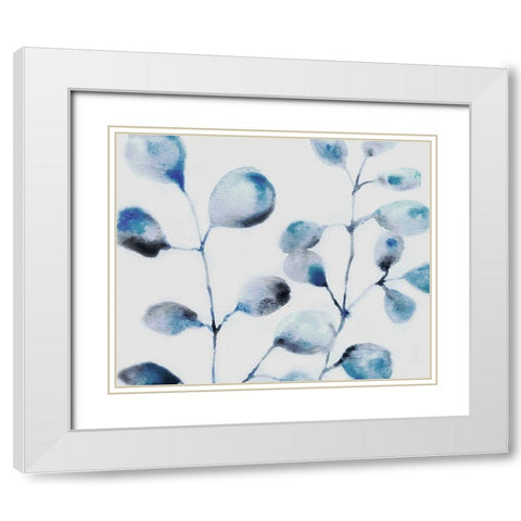 Blue Branches White Modern Wood Framed Art Print with Double Matting by Boho Hue Studio
