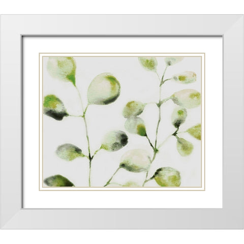Green Branches White Modern Wood Framed Art Print with Double Matting by Boho Hue Studio