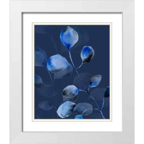 Blue On Blue White Modern Wood Framed Art Print with Double Matting by Boho Hue Studio