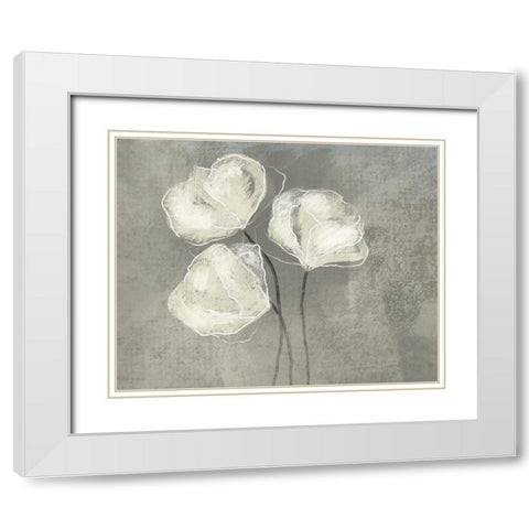 Sketched White Blooms 2 White Modern Wood Framed Art Print with Double Matting by Boho Hue Studio