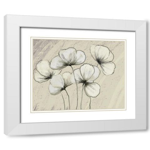 Sketched Flowers on Cream White Modern Wood Framed Art Print with Double Matting by Boho Hue Studio