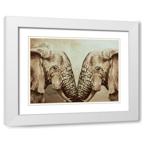 Mirror Elephants White Modern Wood Framed Art Print with Double Matting by Boho Hue Studio
