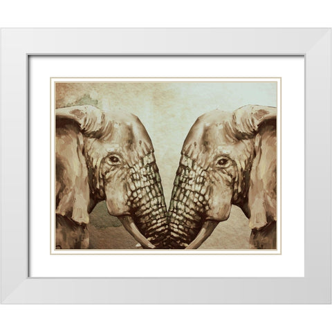 Mirror Elephants White Modern Wood Framed Art Print with Double Matting by Boho Hue Studio