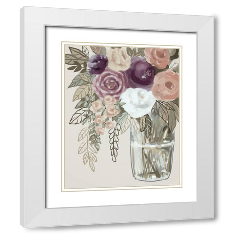 Floral Soft 6 White Modern Wood Framed Art Print with Double Matting by Boho Hue Studio