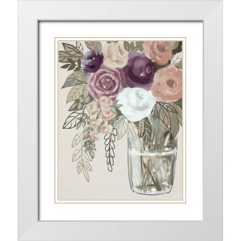 Floral Soft 6 White Modern Wood Framed Art Print with Double Matting by Boho Hue Studio