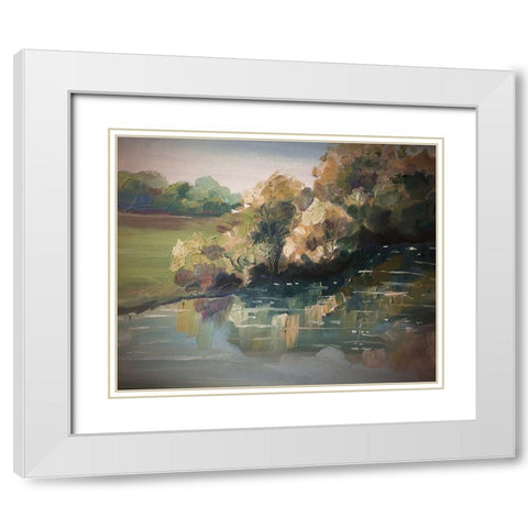Landscape River 1 White Modern Wood Framed Art Print with Double Matting by Boho Hue Studio