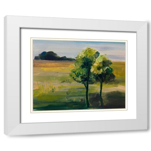Landscape Of Trees White Modern Wood Framed Art Print with Double Matting by Boho Hue Studio