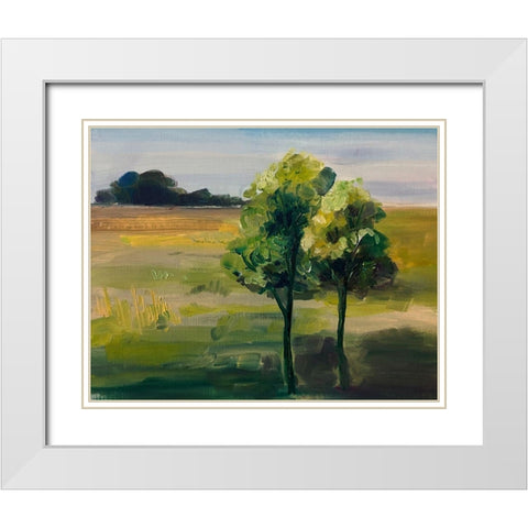 Landscape Of Trees White Modern Wood Framed Art Print with Double Matting by Boho Hue Studio