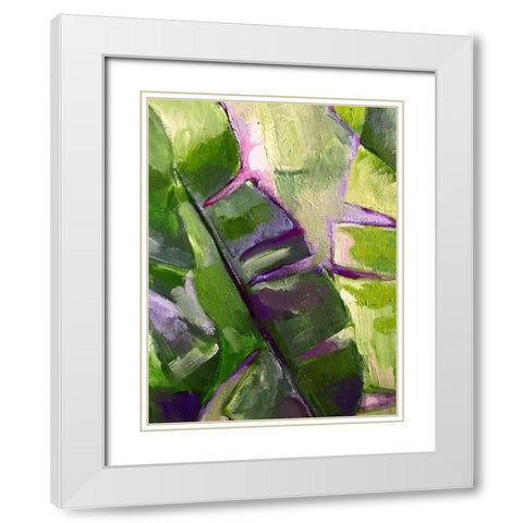 Olive Bananna Leaves 1 White Modern Wood Framed Art Print with Double Matting by Boho Hue Studio