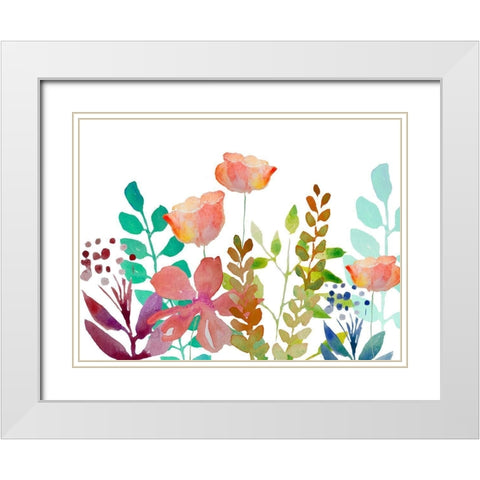 Florals 5 White Modern Wood Framed Art Print with Double Matting by Boho Hue Studio