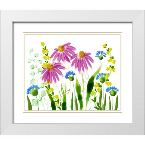 Wild Flowers 10 White Modern Wood Framed Art Print with Double Matting by Boho Hue Studio