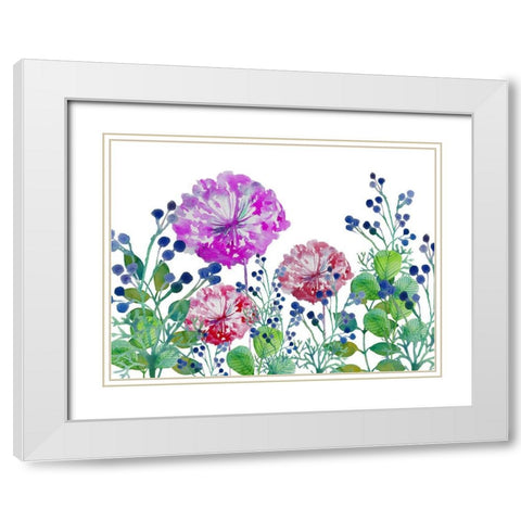 Floral field White Modern Wood Framed Art Print with Double Matting by Boho Hue Studio