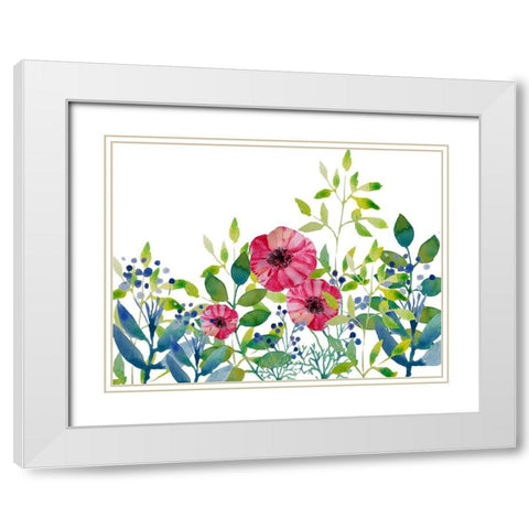Floral field III White Modern Wood Framed Art Print with Double Matting by Boho Hue Studio