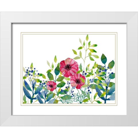 Floral field III White Modern Wood Framed Art Print with Double Matting by Boho Hue Studio