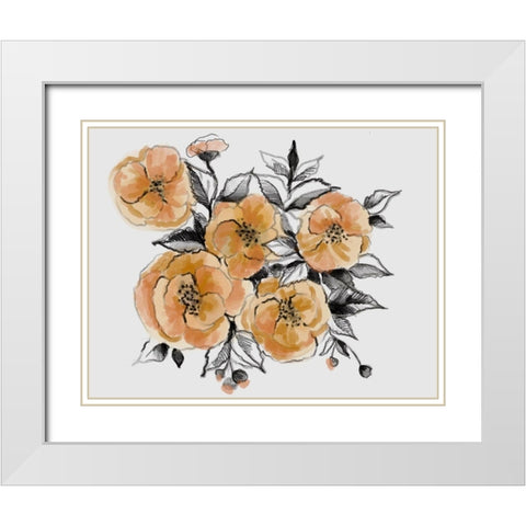 Floral field White Modern Wood Framed Art Print with Double Matting by Boho Hue Studio