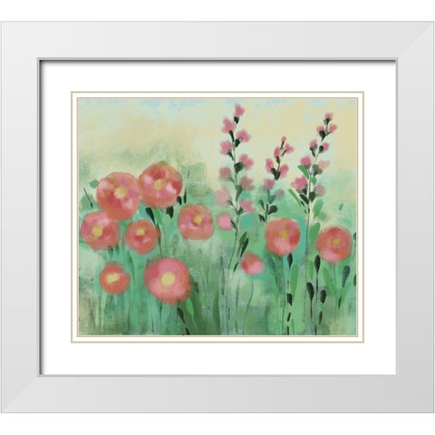 Floral Field White Modern Wood Framed Art Print with Double Matting by Boho Hue Studio