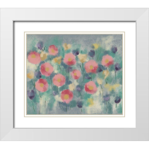 Floral field II White Modern Wood Framed Art Print with Double Matting by Boho Hue Studio