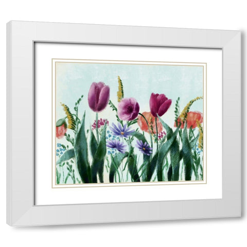 Floral field 1 White Modern Wood Framed Art Print with Double Matting by Boho Hue Studio
