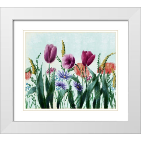 Floral field 1 White Modern Wood Framed Art Print with Double Matting by Boho Hue Studio