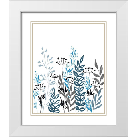 Blue field 1 White Modern Wood Framed Art Print with Double Matting by Boho Hue Studio