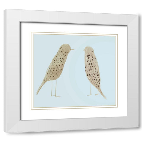 Birds II White Modern Wood Framed Art Print with Double Matting by Boho Hue Studio