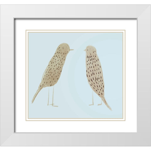 Birds II White Modern Wood Framed Art Print with Double Matting by Boho Hue Studio