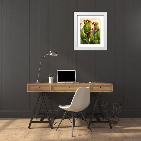 Cactus White Modern Wood Framed Art Print with Double Matting by Boho Hue Studio