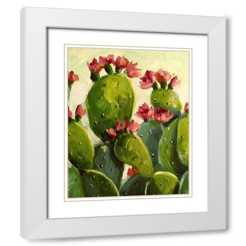 Cactus White Modern Wood Framed Art Print with Double Matting by Boho Hue Studio