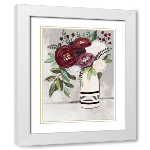 Neutral Floral Bouquet 1 White Modern Wood Framed Art Print with Double Matting by Boho Hue Studio