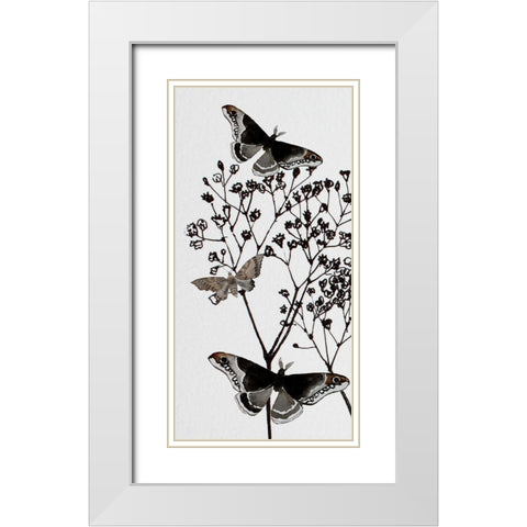 Dark Butterflys 1 White Modern Wood Framed Art Print with Double Matting by Boho Hue Studio