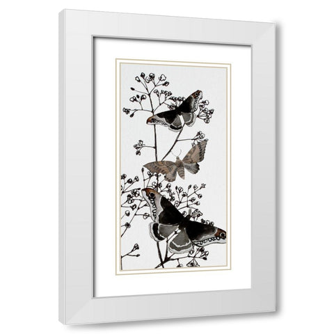 Dark Butterflys 2 White Modern Wood Framed Art Print with Double Matting by Boho Hue Studio