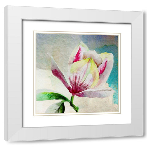 Rising Magnolia White Modern Wood Framed Art Print with Double Matting by Boho Hue Studio