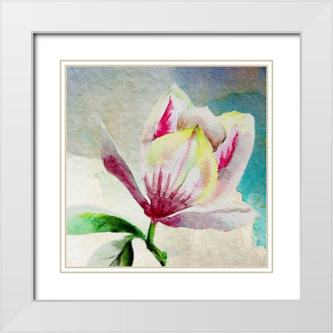 Rising Magnolia White Modern Wood Framed Art Print with Double Matting by Boho Hue Studio