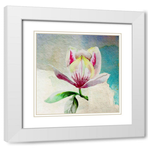 Solitary Magnolia White Modern Wood Framed Art Print with Double Matting by Boho Hue Studio
