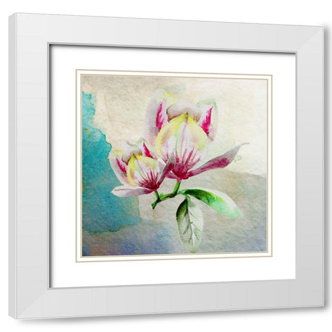 Magnolia Pair 2 White Modern Wood Framed Art Print with Double Matting by Boho Hue Studio