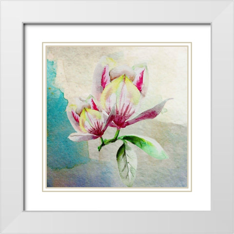 Magnolia Pair 2 White Modern Wood Framed Art Print with Double Matting by Boho Hue Studio