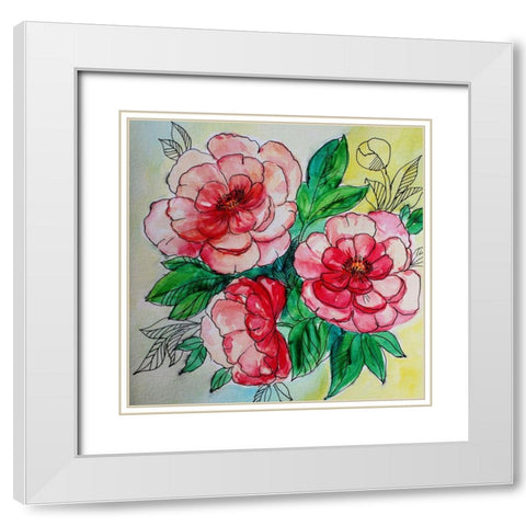 Blossom Trio White Modern Wood Framed Art Print with Double Matting by Boho Hue Studio