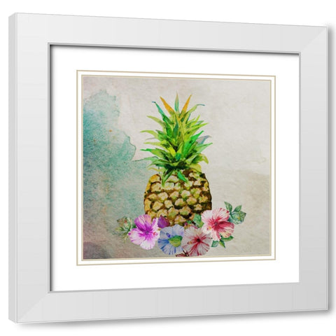 Pineapple White Modern Wood Framed Art Print with Double Matting by Boho Hue Studio