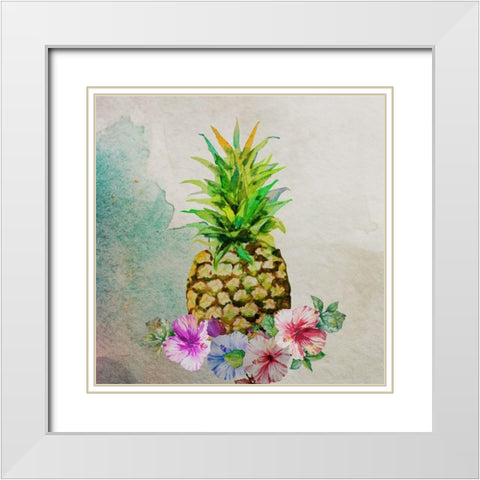 Pineapple White Modern Wood Framed Art Print with Double Matting by Boho Hue Studio