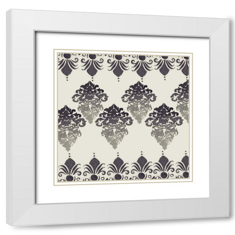 Blue Ombre Damask 4 White Modern Wood Framed Art Print with Double Matting by Boho Hue Studio