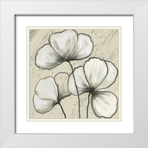 Simple Blooms 1 White Modern Wood Framed Art Print with Double Matting by Boho Hue Studio