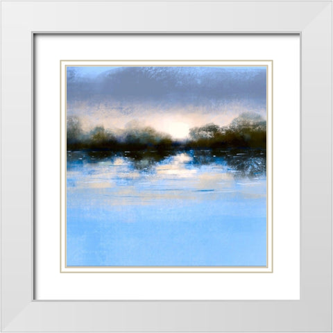 Blue Landscape White Modern Wood Framed Art Print with Double Matting by Boho Hue Studio