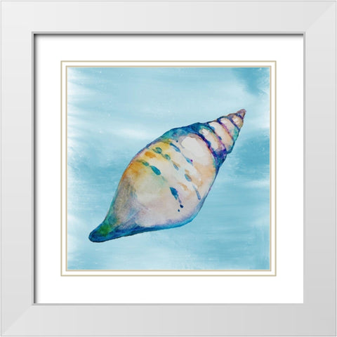 Shell 1 White Modern Wood Framed Art Print with Double Matting by Boho Hue Studio