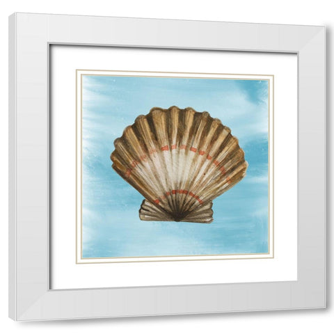 Shell 2 White Modern Wood Framed Art Print with Double Matting by Boho Hue Studio